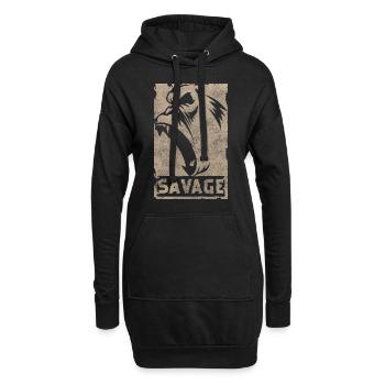 Gorilla Tier Dschungel Primat - Hoodie-Kleid - Schwarz - Vorne