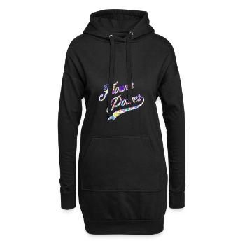 Blumen Power Hippie Sixties Floral Flower - Hoodie-Kleid - Schwarz - Vorne