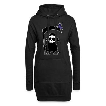 Mignon Mort Faux Scary Crâne Squelette Halloween - Sweat-shirt à capuche long Femme - noir - Devant