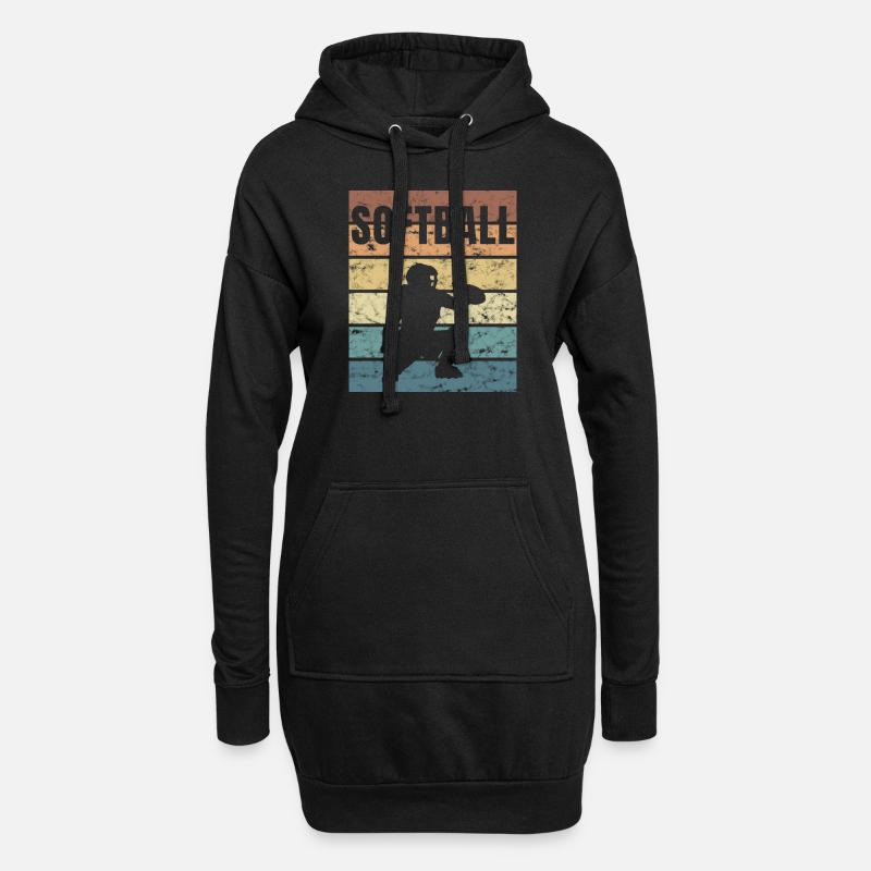 Softball Basepall Schläger Pitcher Catcher - Hoodie-Kleid - Schwarz