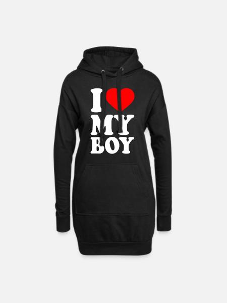 I love my boy - Hoodie-Kleid - Schwarz
