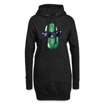 Cornichon kawaii frais avec lunettes de soleil – Drôle - Sweat-shirt à capuche long Femme - noir - Devant