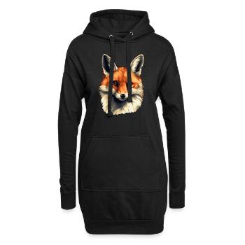 Portrait d’un mâle renard femelle - Sweat-shirt à capuche long Femme - noir - Devant
