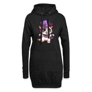 Chat Siamois Mardi Gras Bande Dessinée Mignon - Sweat-shirt à capuche long Femme - noir - Devant