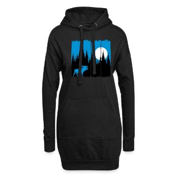 Elch vor Mond/Sonne Waldbewohner Wald Hirsch Tier - Hoodie-Kleid - Schwarz - Vorne