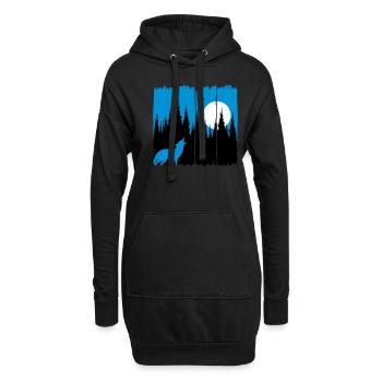 Wolf vor Mond/Sonne Waldbewohner Waldtier Geschenk - Hoodie-Kleid - Schwarz - Vorne