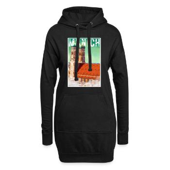 München Vintage Reiseposter mit der Frauenkirche - Hoodie-Kleid - Schwarz - Vorne