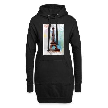 Paris Vintage Reiseposter mit Eiffelturm - Hoodie-Kleid - Schwarz - Vorne