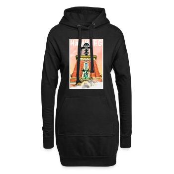 Hamburg Vintage Reiseposter mit dem Michel - Hoodie-Kleid - Schwarz - Vorne
