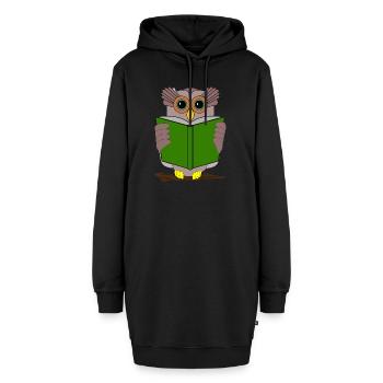owl eule kautz uhu books buch buecher lesen - Hoodie-Kleid - Schwarz - Vorne - AI Model Female 172 light (172cm)
