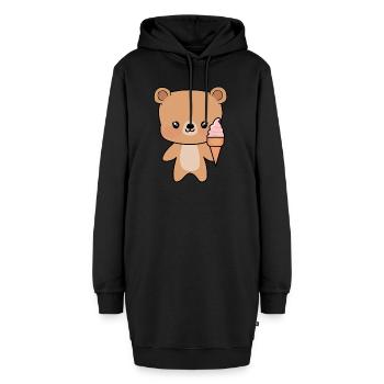 Mignon Teddy avec de la glace - Sweat-shirt à capuche long Femme - noir - Devant