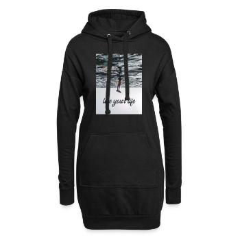 Schöner Spruch - Live your life - Hoodie-Kleid - Schwarz - Vorne
