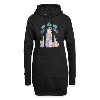 équipe famille chat chien sports congé parental drôle - Sweat-shirt à capuche long Femme - noir - Devant