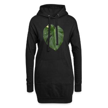 Feuille de Monstera - Sweat-shirt à capuche long Femme - noir - Devant