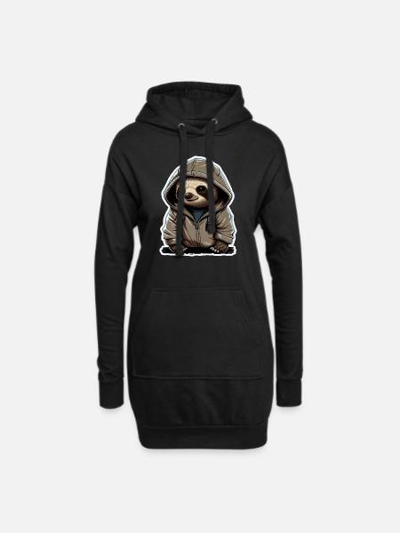 Babyfaultier mit Hoodie - Hoodie-Kleid - Schwarz