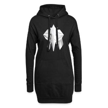 Origami Éléphant en papier - Sweat-shirt à capuche long Femme - noir - Devant
