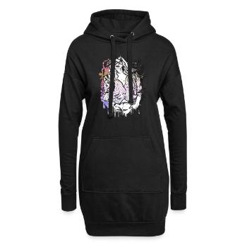 Schöne weibliche Gesichtsbemalung Kunst bunte Frau - Hoodie-Kleid - Schwarz - Vorne