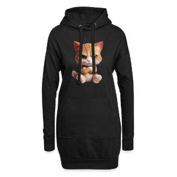 Katze grimmig 2 - Hoodie-Kleid - Schwarz - Vorne