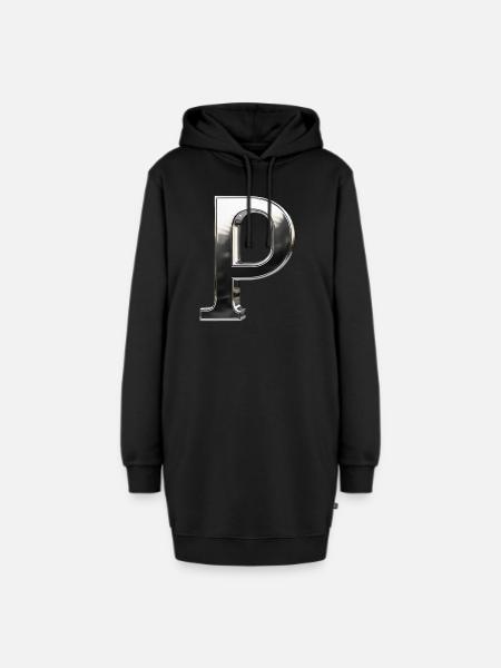 Chrome ,, P " Metallic - Hoodie-Kleid - Schwarz