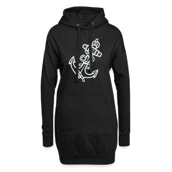 Icône d’ancre - Sweat-shirt à capuche long Femme - noir - Devant