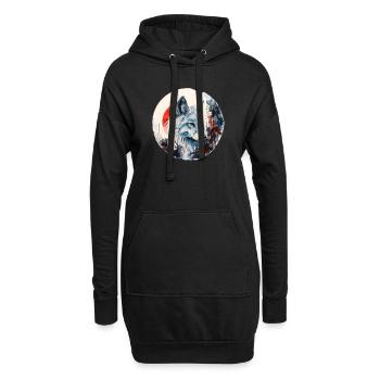 Loup - Sweat-shirt à capuche long Femme - noir - Devant