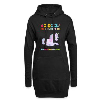 2022 Ich Bin Jetzt Ein Kindergartenkind Einhorn - Hoodie-Kleid - Schwarz - Vorne