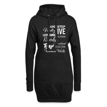 Ballsaal Tanz Worte - Walzer Tango Foxtrot Cha Cha Cha - Hoodie-Kleid - Schwarz - Vorne