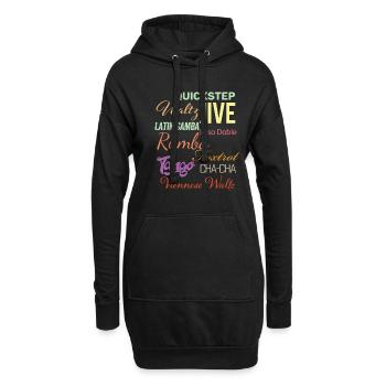 Mots de danse de salon - Waltz Jive Samba Paso Doble - Sweat-shirt à capuche long Femme - noir - Devant