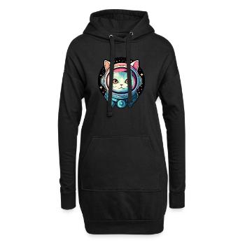 Katze Astronaut Illustration - Hoodie-Kleid - Schwarz - Vorne