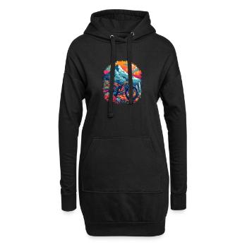Mountainbike Retrowave - Hoodie-Kleid - Schwarz - Vorne