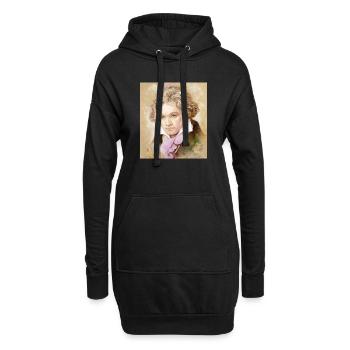 Ludwig van Beethoven im Aquarell Stil - Hoodie-Kleid - Schwarz - Vorne
