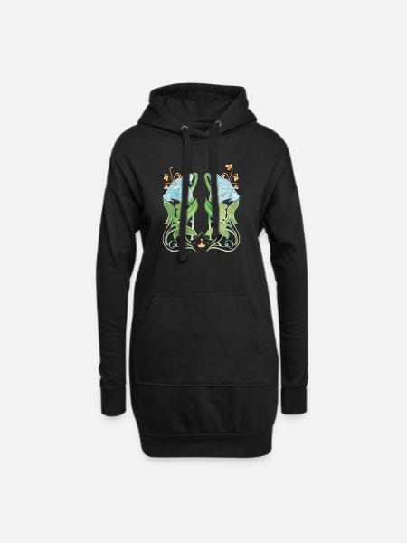 Symmetrical lily art for elegant clothing - Hoodie Dress - black