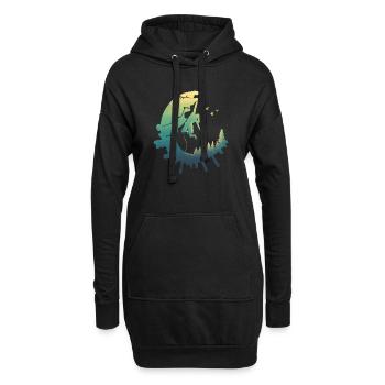 Moonlit Female Rock Climber Forest Silhouette - Hoodie Dress - black - Front