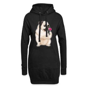 Mops Lollipop - Hoodie-Kleid - Schwarz - Vorne