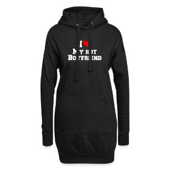 J’aime mon petit ami chaud - Cadeau drôle - Sweat-shirt à capuche long Femme - noir - Devant