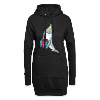 Forfait anniversaire dauphin - Sweat-shirt à capuche long Femme - noir - Devant