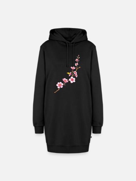 Blumen - Hoodie-Kleid - Schwarz