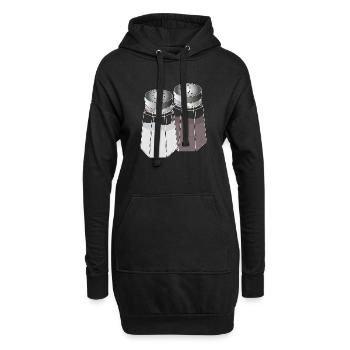 Klassisches Salz & Pfeffer Duo – Stilvolle Würze - Hoodie-Kleid - Schwarz - Vorne