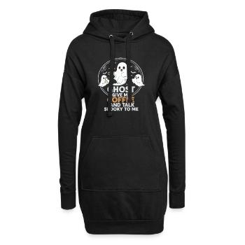 Gruseliger Geist mit Kaffee und Chat-Design - Hoodie-Kleid - Schwarz - Vorne