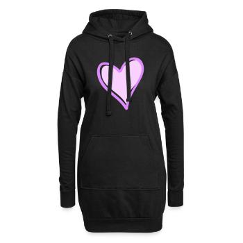 Cœur violet avec contour noir - Sweat-shirt à capuche long Femme - noir - Devant