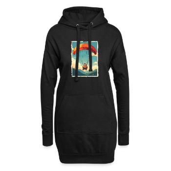 Illustration d'un vol de pizza aventureux - Sweat-shirt à capuche long Femme - noir - Devant