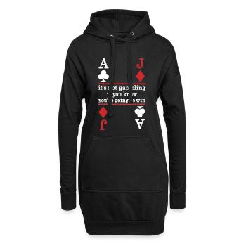Poker Spruch Karten Motiv - Hoodie-Kleid - Schwarz - Vorne
