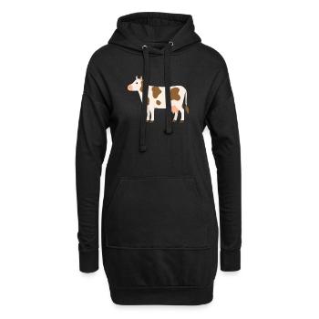 Pastellkuh mit braunen Flecken - Hoodie-Kleid - Schwarz - Vorne