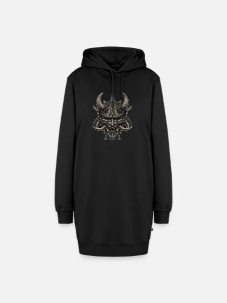 Dämonischer Samurai Helm Oni Maske - Hoodie-Kleid - Schwarz