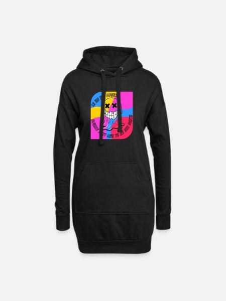 la vie est courte.POP - Sweat-shirt à capuche long Femme - noir