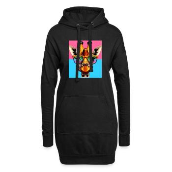 girafe - Sweat-shirt à capuche long Femme - noir - Devant