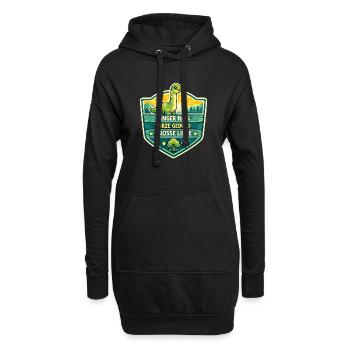 Langer Hals Dino Schildmotiv - Hoodie-Kleid - Schwarz - Vorne