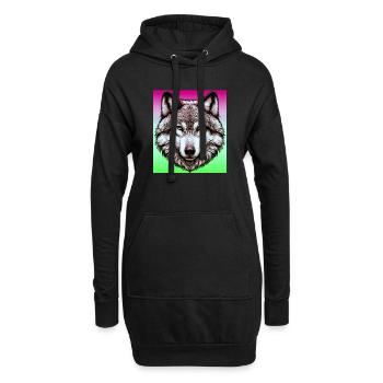 Wolf - Hoodie-Kleid - Schwarz - Vorne