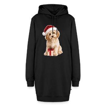 Petit chien de Noël mignon avec cadeau - Sweat-shirt à capuche long Femme - noir - Devant