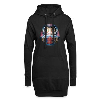 Blumiger Daruma Maskendesign Daruma Origami - Hoodie-Kleid - Schwarz - Vorne